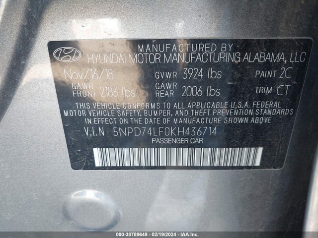 Hyundai ELANTRA SE 2019 5NPD74LF0KH436714 Image 9