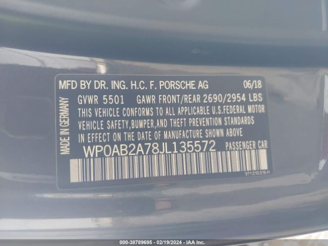 WP0AB2A78JL135572 Porsche Panamera 4s