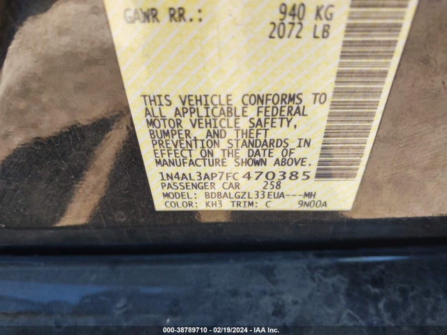 Nissan Altima 2.5 S 2015 1N4AL3AP7FC470385 Image 9