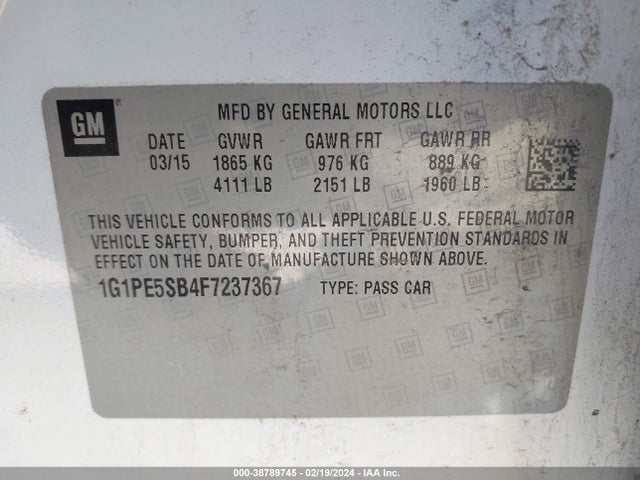 Chevrolet Cruze 2lt Auto 2015 1G1PE5SB4F7237367 Image 9