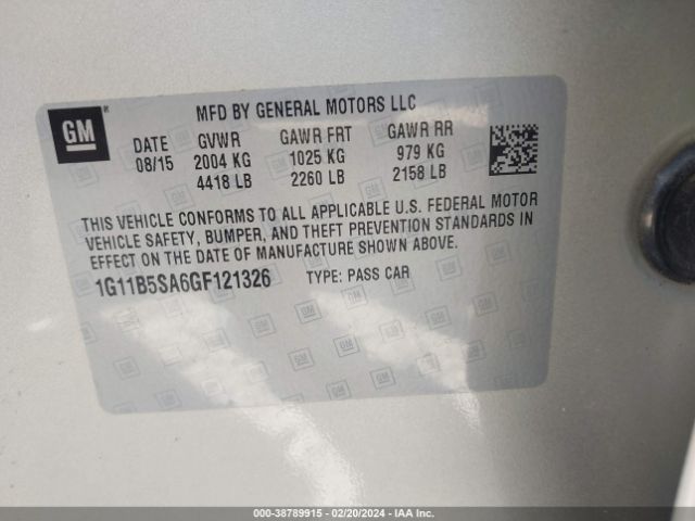 1G11B5SA6GF121326 Chevrolet Malibu Limited Ls