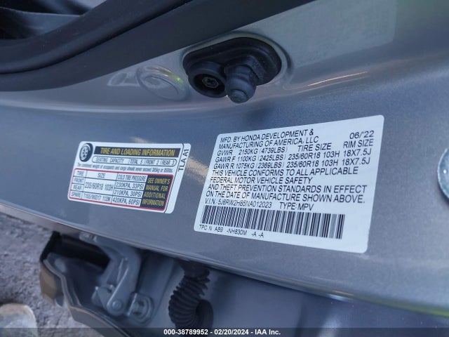 Honda Cr-v Awd Ex-l 2022 5J6RW2H85NA012023 Image 9