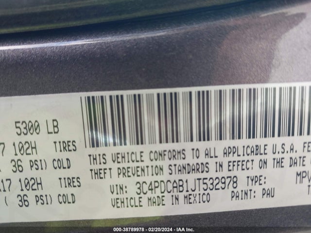 Dodge JOURNEY SE 2018 3C4PDCAB1JT532978 Image 9