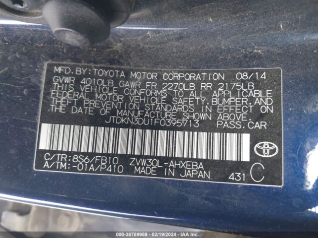 JTDKN3DU1F0395713 Toyota Prius Two