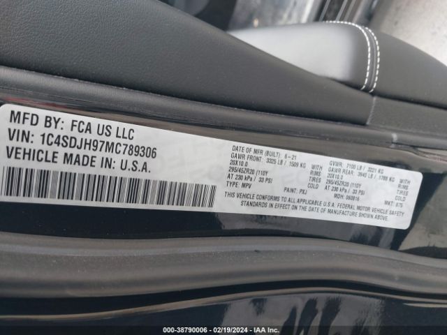 1C4SDJH97MC789306 Dodge Durango Srt Hellcat Awd