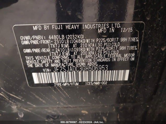 Subaru Forester 2.5i Premium 2016 JF2SJADC3GH506953 Image 9