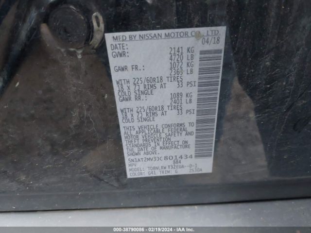5N1AT2MV3JC801434 Nissan Rogue Sl
