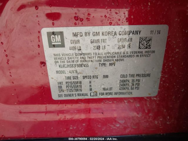 KL4CJHSB3FB087455 Buick Encore Premium