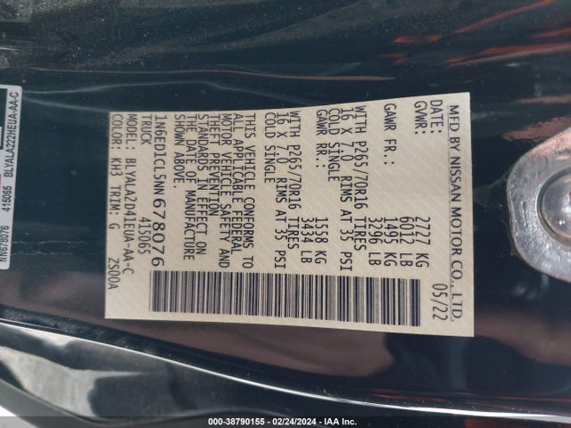 Nissan Frontier King Cab S 4x2 2022 1N6ED1CL5NN678076 Image 9