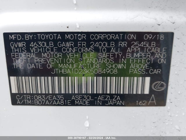 Lexus IS 300 2019 JTHBA1D23K5084908 Image 9