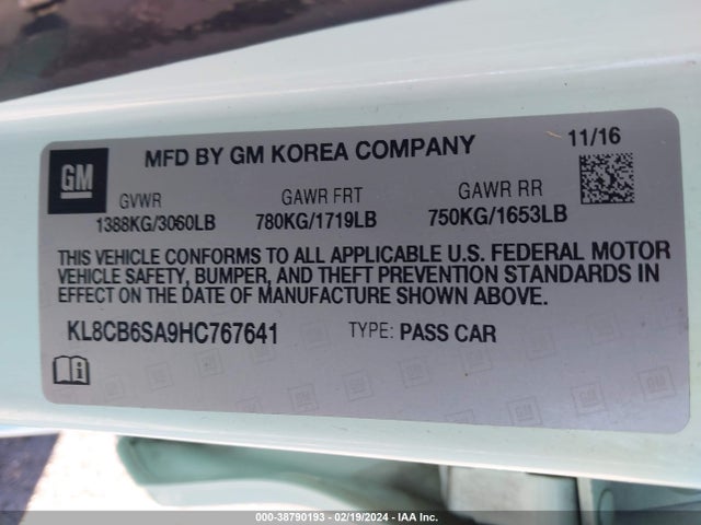 Chevrolet Spark Ls Cvt 2017 KL8CB6SA9HC767641 Image 9