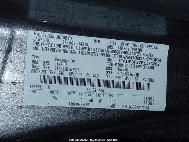 Ford FOCUS SE 2014 1FADP3F27EL373202 Image 9