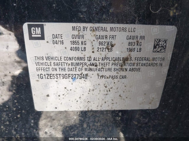 Chevrolet MALIBU 1LT 2016 1G1ZE5ST9GF277940 Image 9
