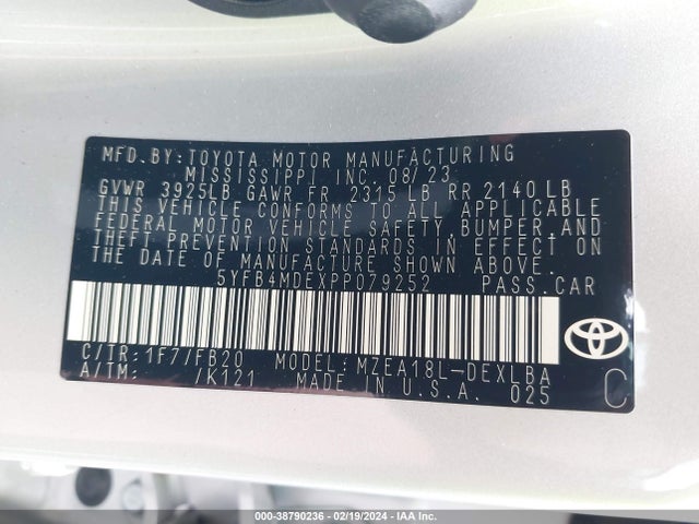 Toyota COROLLA LE 2023 5YFB4MDEXPP079252 Image 9