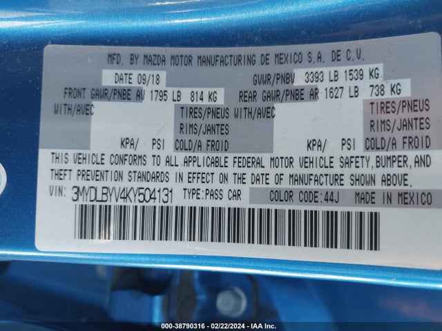 Toyota YARIS LE 2019 3MYDLBYV4KY504131 Image 9