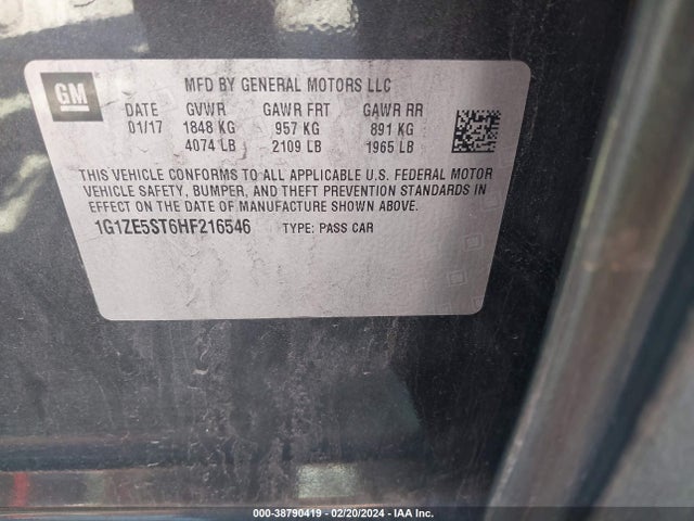 Chevrolet MALIBU 1LT 2017 1G1ZE5ST6HF216546 Image 9