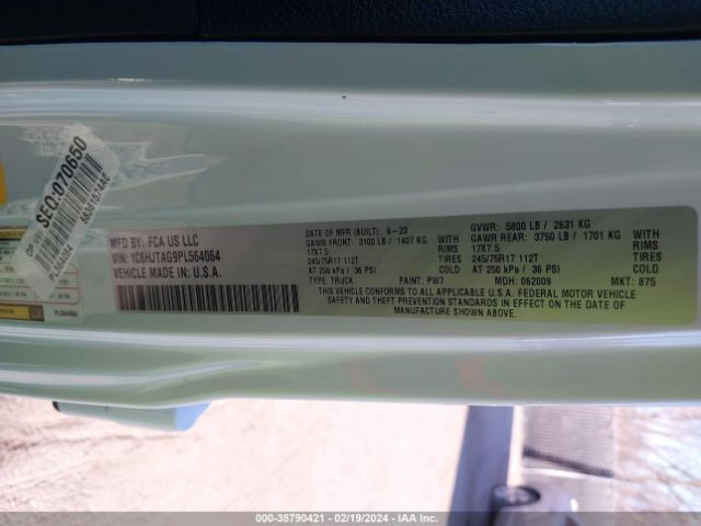 1C6HJTAG9PL564064 Jeep Gladiator Sport S 4x4