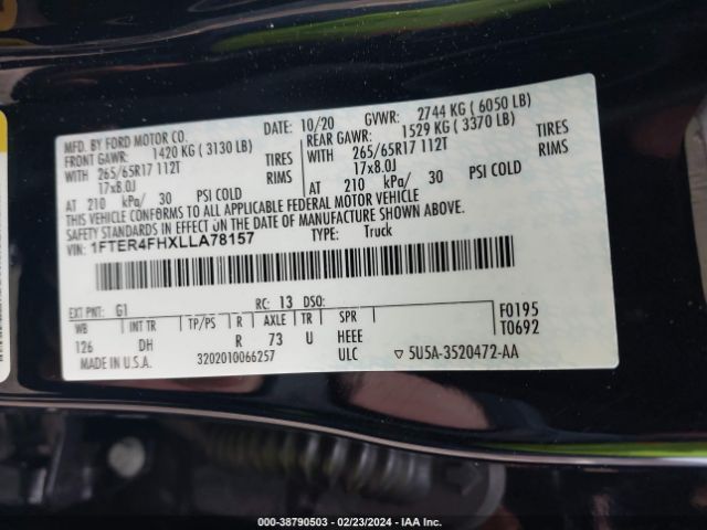 1FTER4FHXLLA78157 Ford Ranger Lariat