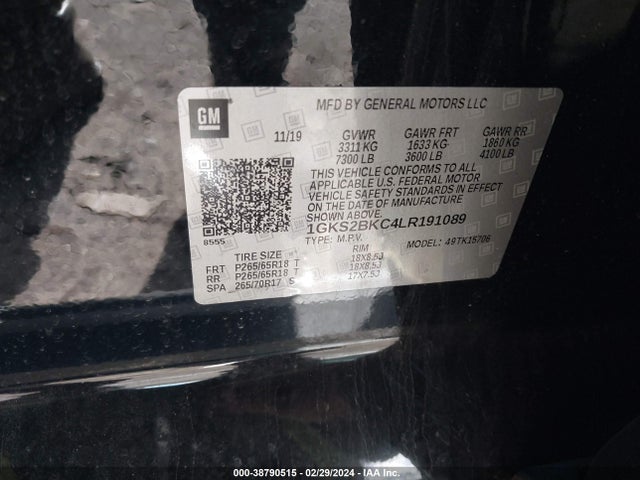 GMC Yukon 4wd Slt 2020 1GKS2BKC4LR191089 Image 9