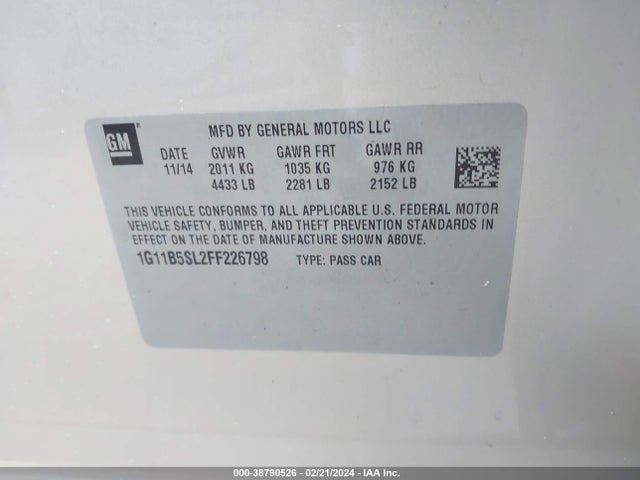 Chevrolet MALIBU LS 2015 1G11B5SL2FF226798 Image 9