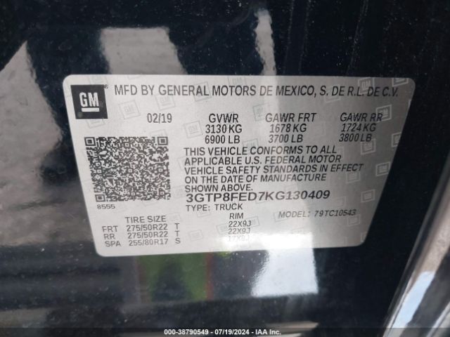 3GTP8FED7KG130409 GMC Sierra 1500 Denali