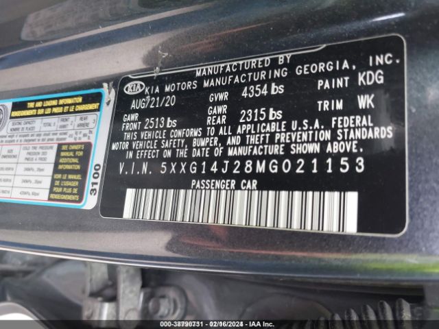 5XXG14J28MG021153 KIA K5 LXS
