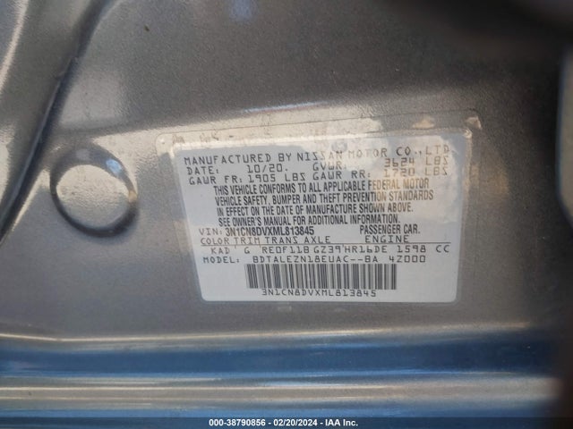 Nissan Versa S Xtronic Cvt 2021 3N1CN8DVXML813845 Image 9