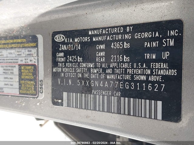 KIA OPTIMA EX 2014 5XXGN4A77EG311627 Image 9