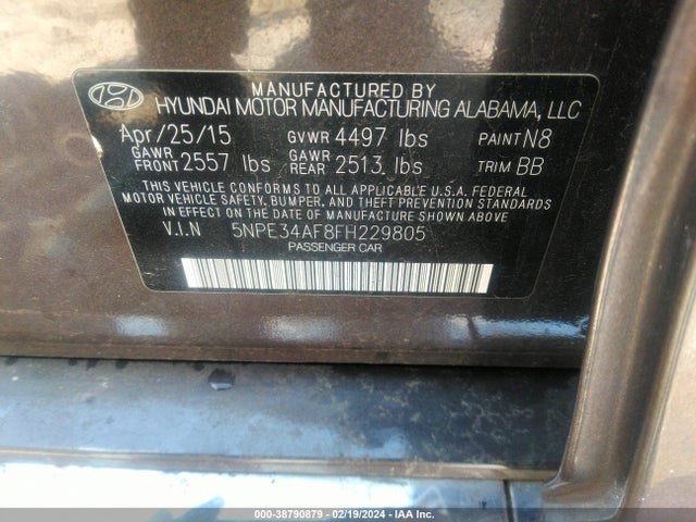 Hyundai Sonata Limited 2015 5NPE34AF8FH229805 Image 9