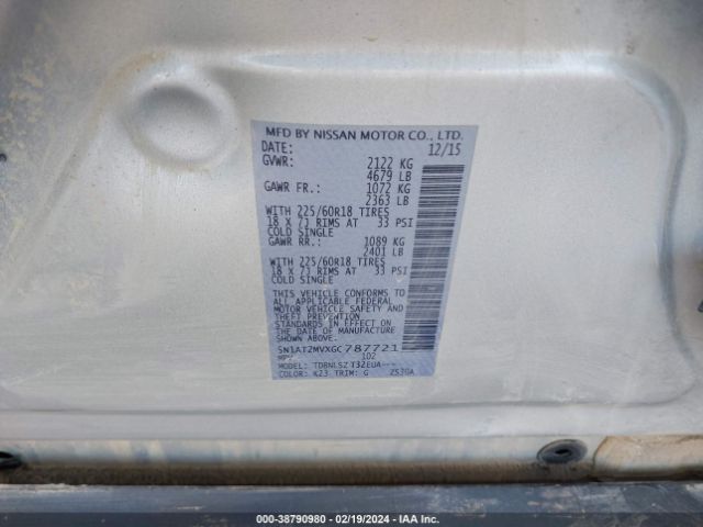 5N1AT2MVXGC787721 Nissan Rogue Sl