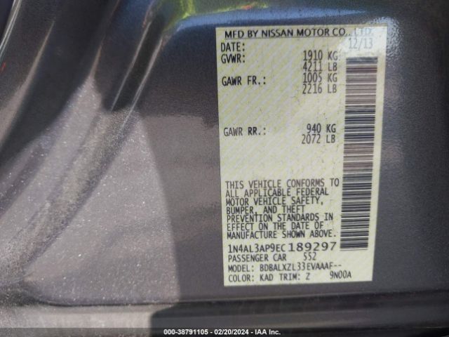 1N4AL3AP9EC189297 Nissan Altima 2.5 Sl
