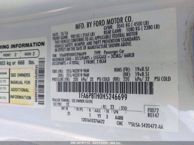 1FA6P8TH0H5246699 Ford Mustang Ecoboost