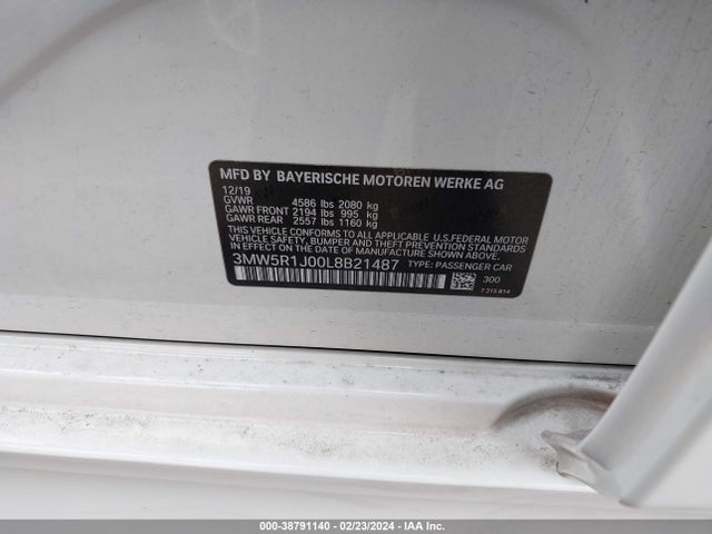 BMW 330I 2020 3MW5R1J00L8B21487 Image 9