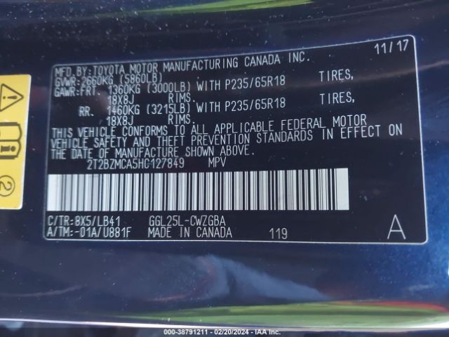 2T2BZMCA5HC127849 Lexus RX 350