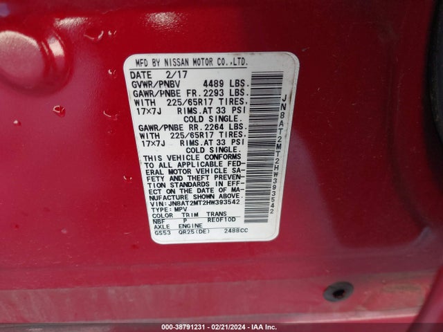 Nissan ROGUE S 2017 JN8AT2MT2HW393542 Image 9