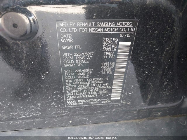 Nissan ROGUE SV 2016 KNMAT2MV2GP612179 Image 9