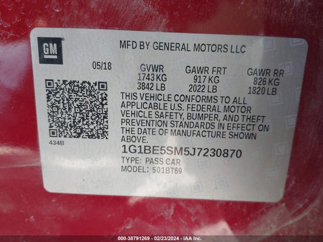 Chevrolet Cruze Lt Auto 2018 1G1BE5SM5J7230870 Image 9