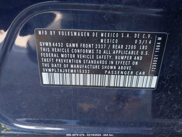 3VWPL7AJ9EM615332 Volkswagen Jetta Sportwagen 2.0l Tdi