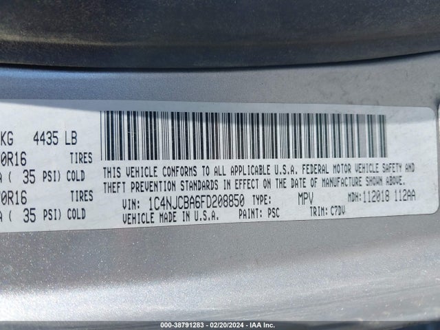 Jeep Compass Sport 2015 1C4NJCBA6FD208850 Image 9