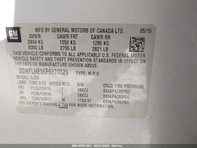 Chevrolet Equinox Ltz 2015 2GNFLHE36F6370329 Image 9