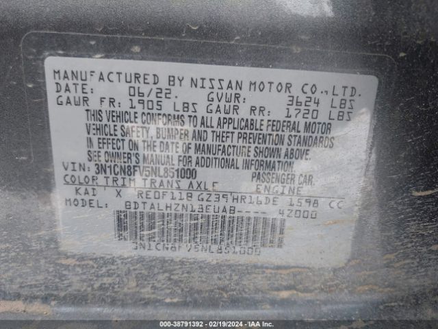 3N1CN8FV5NL851000 Nissan Versa 1.6 Sr Xtronic Cvt