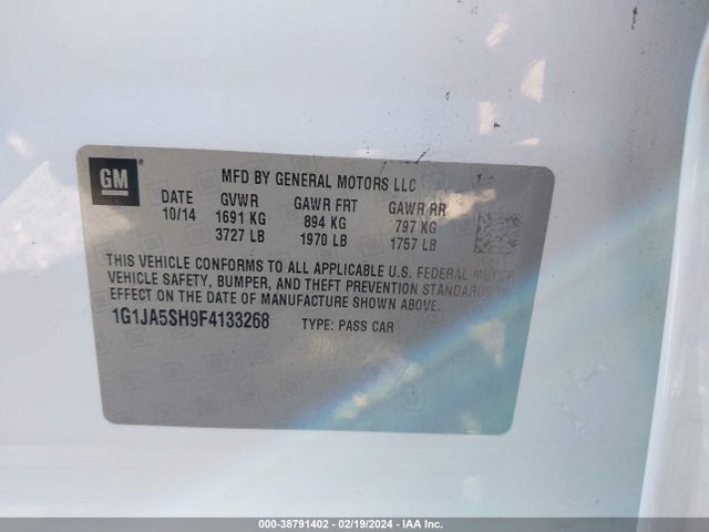 Chevrolet Sonic Ls Auto 2015 1G1JA5SH9F4133268 Image 9