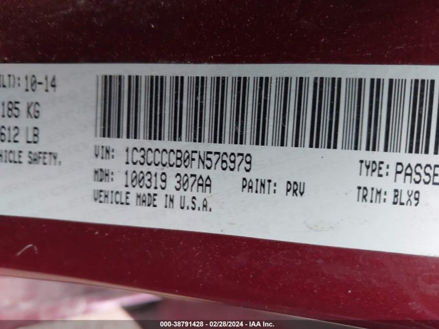 Chrysler 200 C 2015 1C3CCCCB0FN576979 Image 9