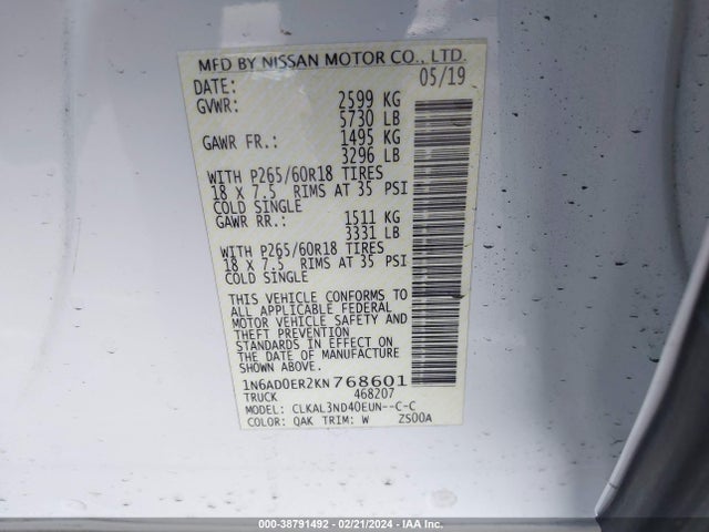 Nissan Frontier Sl 2019 1N6AD0ER2KN768601 Image 9