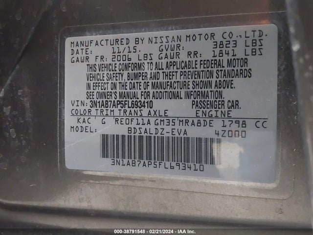 Nissan SENTRA SV 2015 3N1AB7AP5FL693410 Image 9