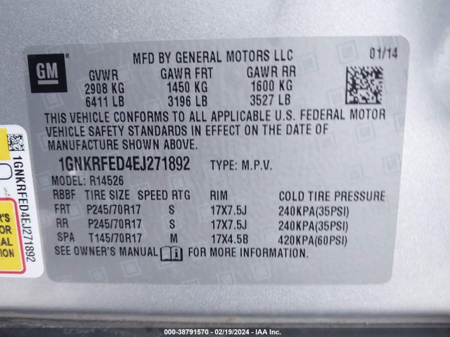 Chevrolet Traverse Ls 2014 1GNKRFED4EJ271892 Image 9