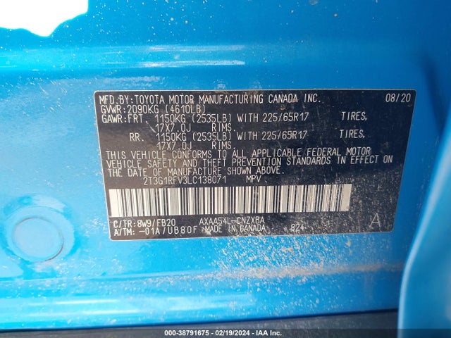 Toyota RAV4 LE 2020 2T3G1RFV3LC138071 Image 9