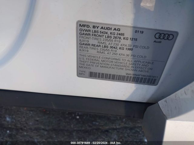 2019 AUDI Q5 WA1BNAFY6K2051811 Photo 8