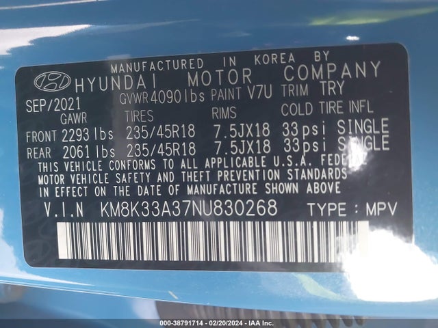 Hyundai Kona N Line 2022 KM8K33A37NU830268 Image 9