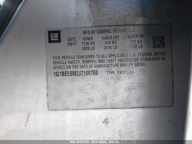 Chevrolet Cruze Lt Auto 2018 1G1BE5SM2J7108760 Image 9